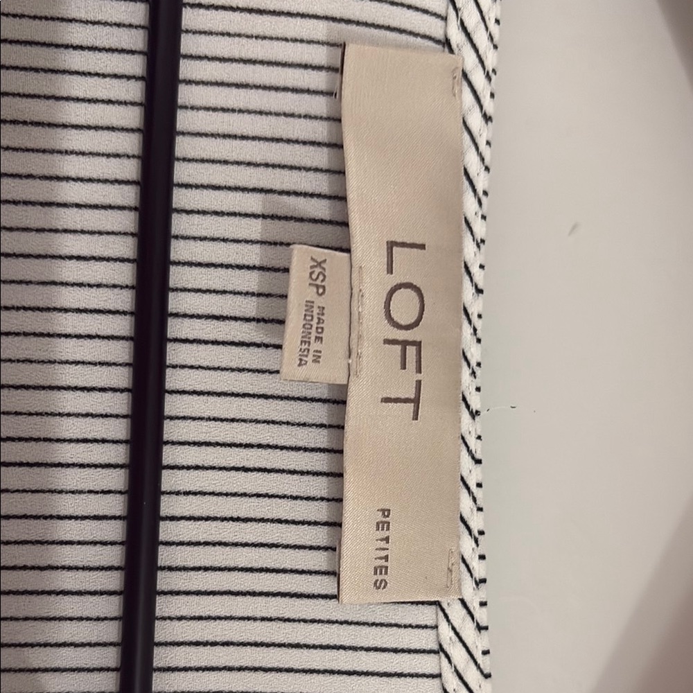LOFT Pinstripe Ruffle Sleeve Blouse with Gold Buttons - Picture 2 of 4